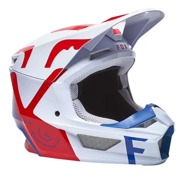 V1 SKEW HELMET, ECE [WHT/RD/BLU]