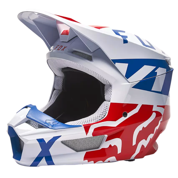 V1 SKEW HELMET, ECE [WHT/RD/BLU] - Gambar 2
